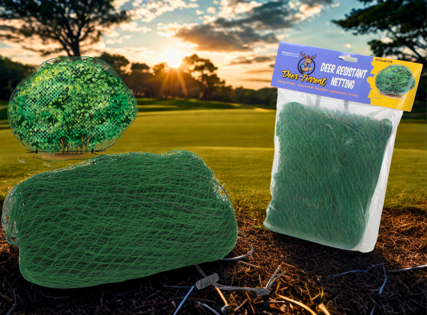 Deer-Terrent Plant Netting Cover- Medium 8' X 8' For Plants Up To 3.5'-4.0' High. Free Shipping When Ordering More Than 1 Product.