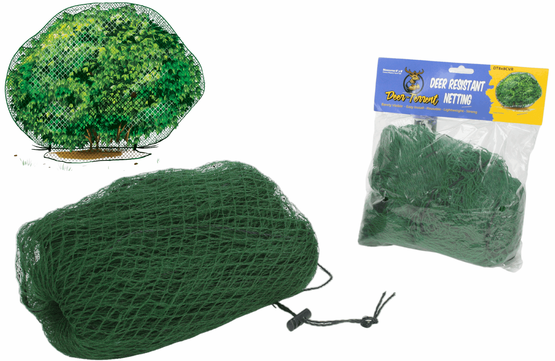 Deer-Terrent Plant Netting Cover- Medium 8' X 8' For Plants Up To 3.5'-4.0' High. Free Shipping When Ordering More Than 1 Product.