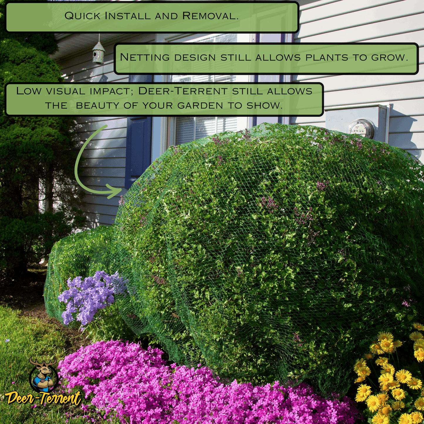 Deer-Terrent Plant Netting Cover- Medium 8' X 8' For Plants Up To 3.5'-4.0' High. Free Shipping When Ordering More Than 1 Product.