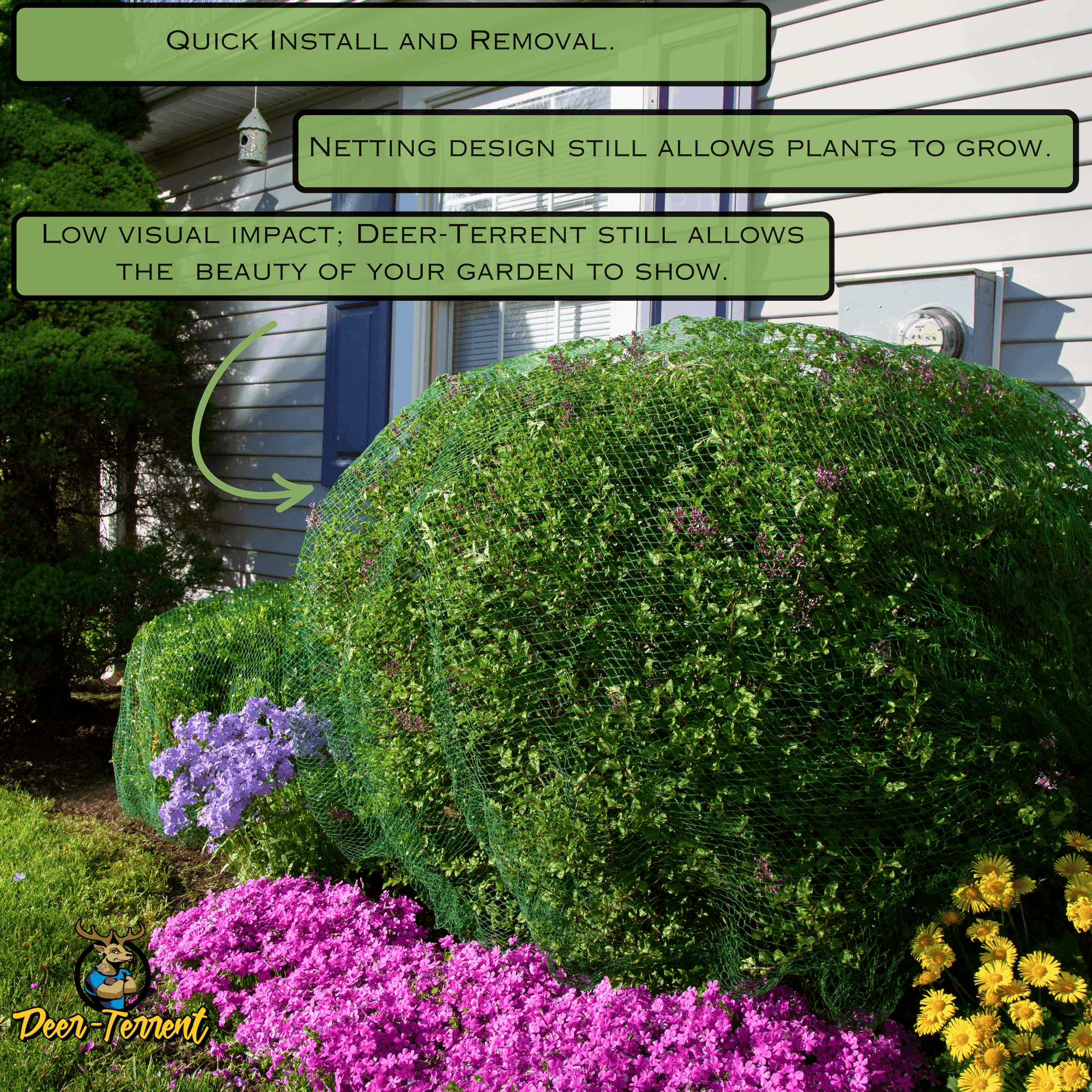 Deer-Terrent Plant Netting Cover- Medium 8' X 8' For Plants Up To 3.5'-4.0' High. Free Shipping When Ordering More Than 1 Product.